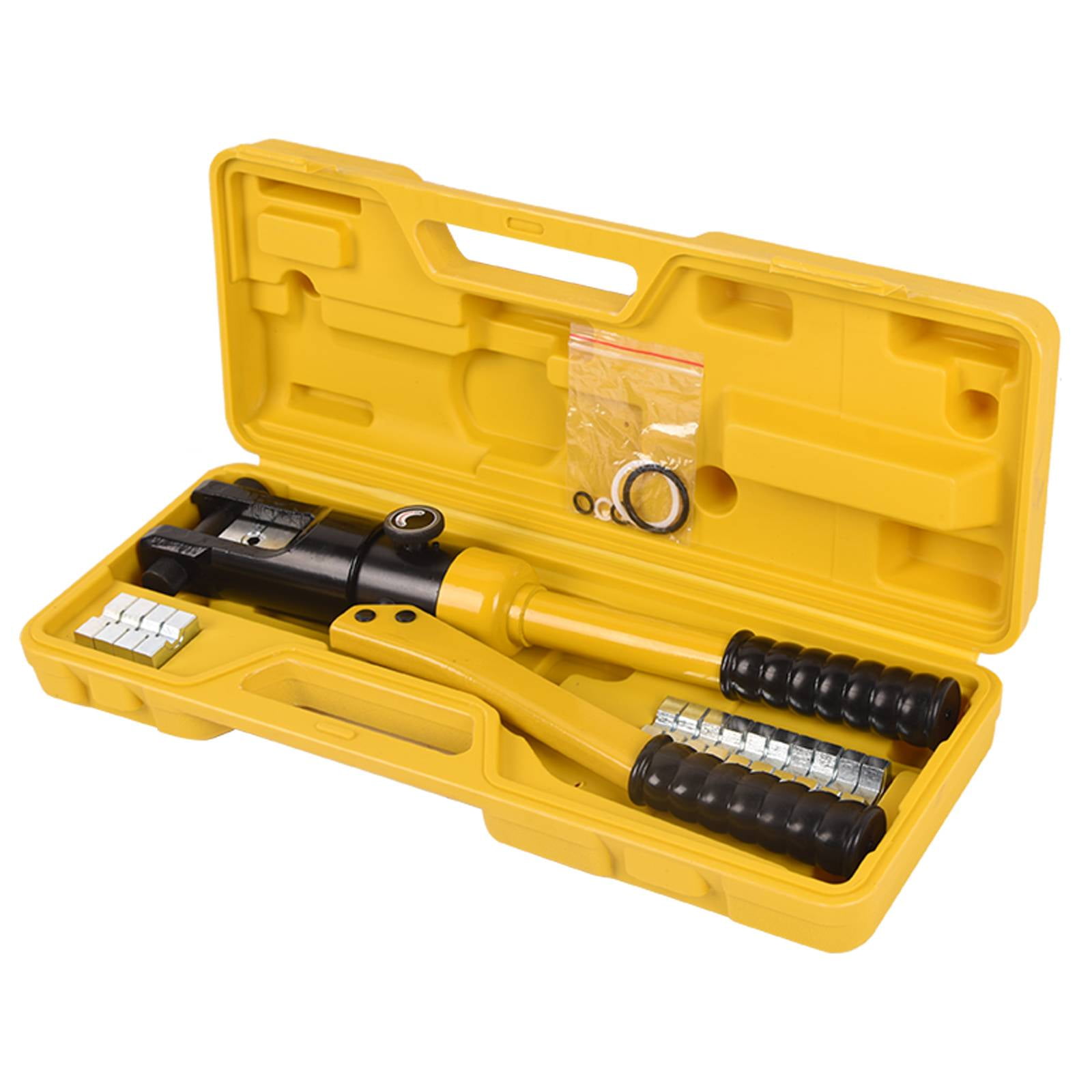 LCyindu 12T Hydraulic Crimping Tool 8AWG-250MCM Battery Cable Crimping Tool 0.55 inch Stroke Hydraulic Lug Crimper Electrical Terminal Crimper with 8 Pairs of Die Sets