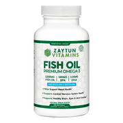 Zaytun Vitamins Halal Fish Oil 1200mg Omega-3, Supports Heart & Brain Health, One Per Day 120 Softgels (4 Months Supply), Made in USA, Halal Vitamins