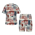 thumbnail image 1 of Lsque Patchwork In Country Style Pattern Girls' Sleeve Top and Shorts Snug Fit Cotton 2 Piece Lightweight Pajama Sets-3X-Large, 1 of 6