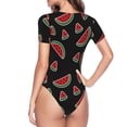 thumbnail image 3 of Uemuo Watermelon Pattern Women's One Piece Short Sleeve Swimsuit Rash Guard Surfing Modest Quick-drying Swimsuit Beach Essentials-Small, 3 of 9