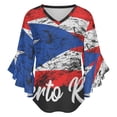thumbnail image 5 of Puerto Rico Women's V-Neck Blouse With 3/4 Ruffled Bell Sleeves Casual Top Ladies Blouses, 5 of 7