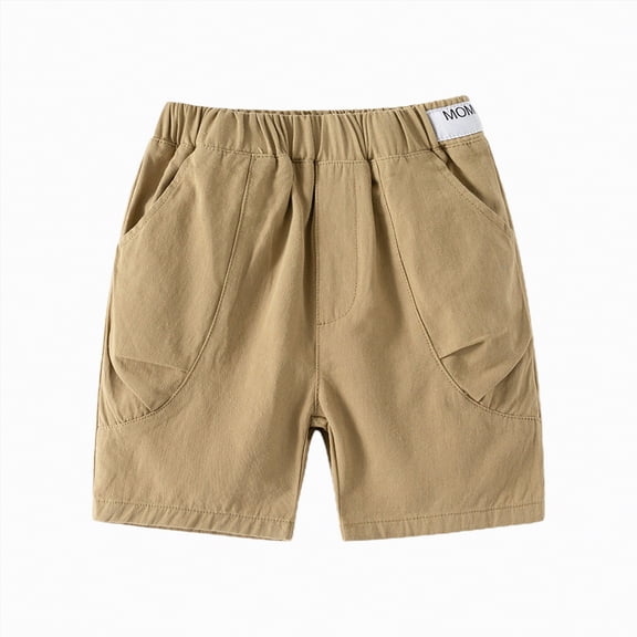 Splozh School Kids Clothes Boys Cargo Shorts Summer Casual High Waist Pull On Short for Kids with Pockets 4-5 Years,Khaki