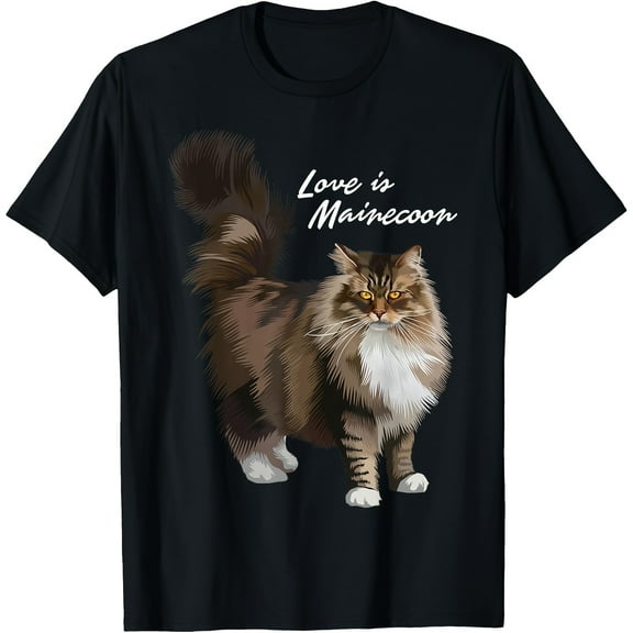 100% Cotton Maine Coon Cat T-Shirt - Love is T-Shirt - 220g