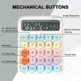 thumbnail image 3 of Mechanical Switch Calculator with Big Buttons, Calculators Desktop, 12 Digits, Large LCD Display, Desk Calculator, Cute Pink Calculators for Teachers Students Basic Office (White), 3 of 14