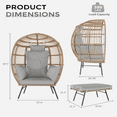 thumbnail image 2 of Wicker Egg Chair with Ottoman,Outdoor Indoor Large Egg Basket Lounge Recliner Chair with Thick Cushion for Patio Porch Backyard, 2 of 7