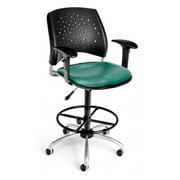 OFM Stars Series Model 326-V-AA3DK Anti-Microbial/Anti-Bacterial Vinyl Swivel Task Chair with Arms and Drafting Kit, Teal