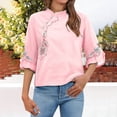 thumbnail image 2 of Women'S Embroidered Blouses，Womens Gauze Tops Boho Peasant Gauze Blouses Womens Linen Cotton Blouses Summer Gauze Shirts Beach Vacation Tshirts Cotton Linen Shirts For Women Peasant Blouse, 2 of 9