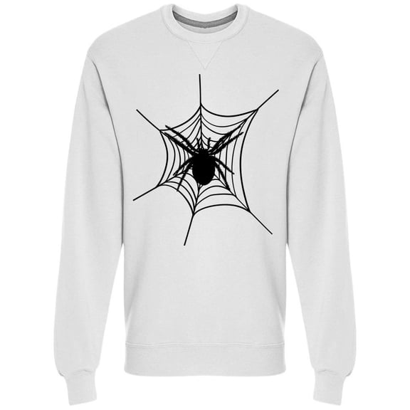 Black Spider On Spider Web Sweatshirt Men -Image by Shutterstock, Male Medium