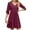 Wine, variant on Ahuyic Printed Solid Color Plus Size Dress For Women, Summer Womens' Mid-Sleeve Knee-Length Dresses,Women's Summer Casual Pleated Dress V-Neck Patchwork Dress Formal Dress