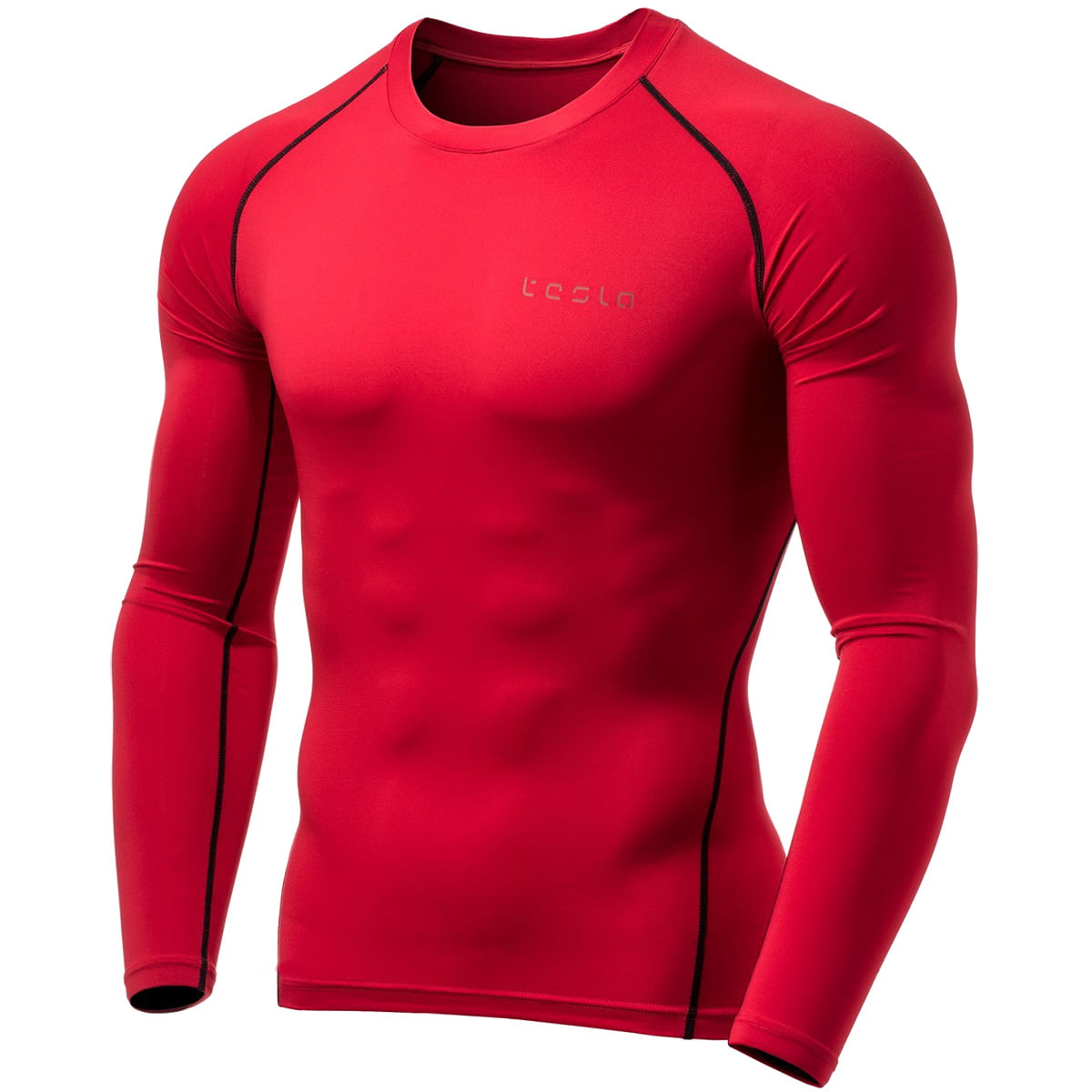 Tesla - Tesla MUD01 Cool Dry Long Sleeve Compression Shirt - Red/Black ...