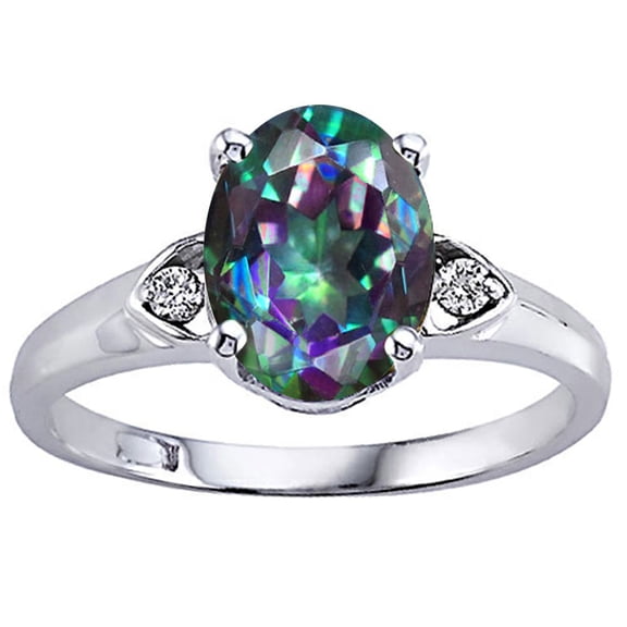 Tommaso Design� Oval 9x7mm Mystic Rainbow Topaz Ring