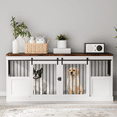 thumbnail image 4 of 70.9'' Wooden Large Dog Crate,  Double Dog Indoor Crate Kennel Furniture with Divider, White, 4 of 10