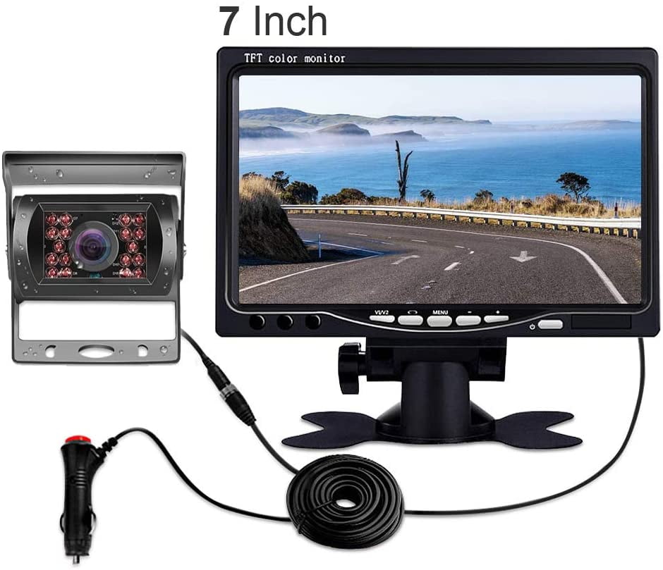 Wired Backup Camera and Monitor Kit, 7 Inch TFT LCD Screen Rear View