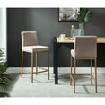 thumbnail image 4 of Contemporary Velvet and Metal 26" Counter Stool Set of 2 Grey and Aged Gold Leg, 4 of 6