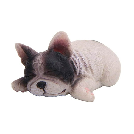 

Prone Sleeping Shape Design Ornaments Decoration Animal Miniature Landscape Props Car Ornament for Home Phone Shell Car (Black and White)