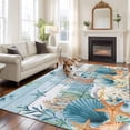 thumbnail image 2 of 5x8 Area Rugs for Living Room, Blue Coastal Non Slip Area Rugs for Kitchen Bedroom Entryway, Summer Beach Starfish Shell Coral Nautical Washable Carpet Runner Rug Floor Mats for Bedroom Home Decor, 2 of 8