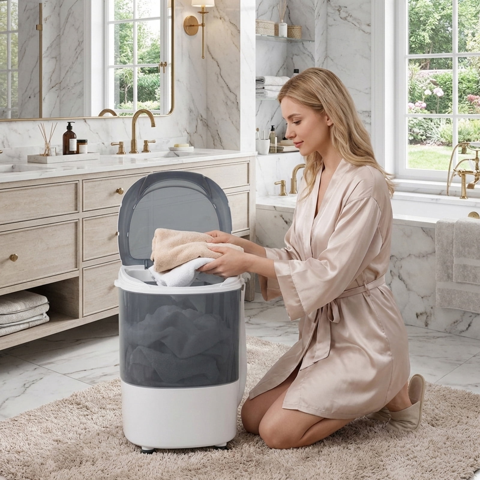RUIE Portable Mini Washing Machine,5.5 Lbs Semi-Automatic Washer and Spinner Combo with Single Tub,Timer Control,Drainage Hose,Compact Washer for Apartment Dorm RV
