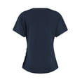 thumbnail image 5 of GceSteap Women's Summer Tops Short Sleeve Slim Fitted Deep V Neck Cross Wrap Tunic T-Shirt Side ruched Shirring Tees Navy M, 5 of 8