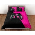 thumbnail image 3 of Funda Nórdica Negra y Rosa Gamer, Juego de Cama de Regalo para Chica Videojugadora, 3 of 4
