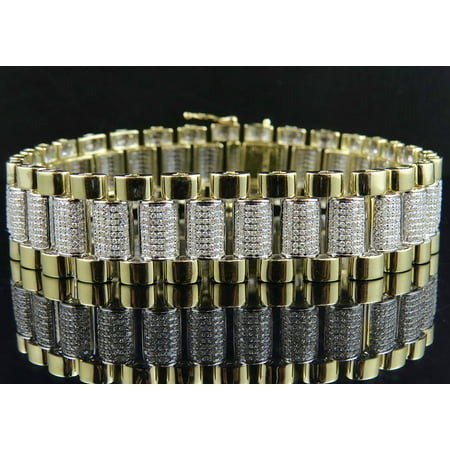 - Men's 10K Yellow Gold Genuine Diamonds Link Bracelet 7 ct