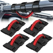 Nilight Grab Handles 4PCS Black Red Universal 2”- 4” Roll Bar Mount Handwoven 550 Paracord 600D Oxford Handles Metal Buckle for Wrangler CJ YJ TJ JK JL Gladiator JT