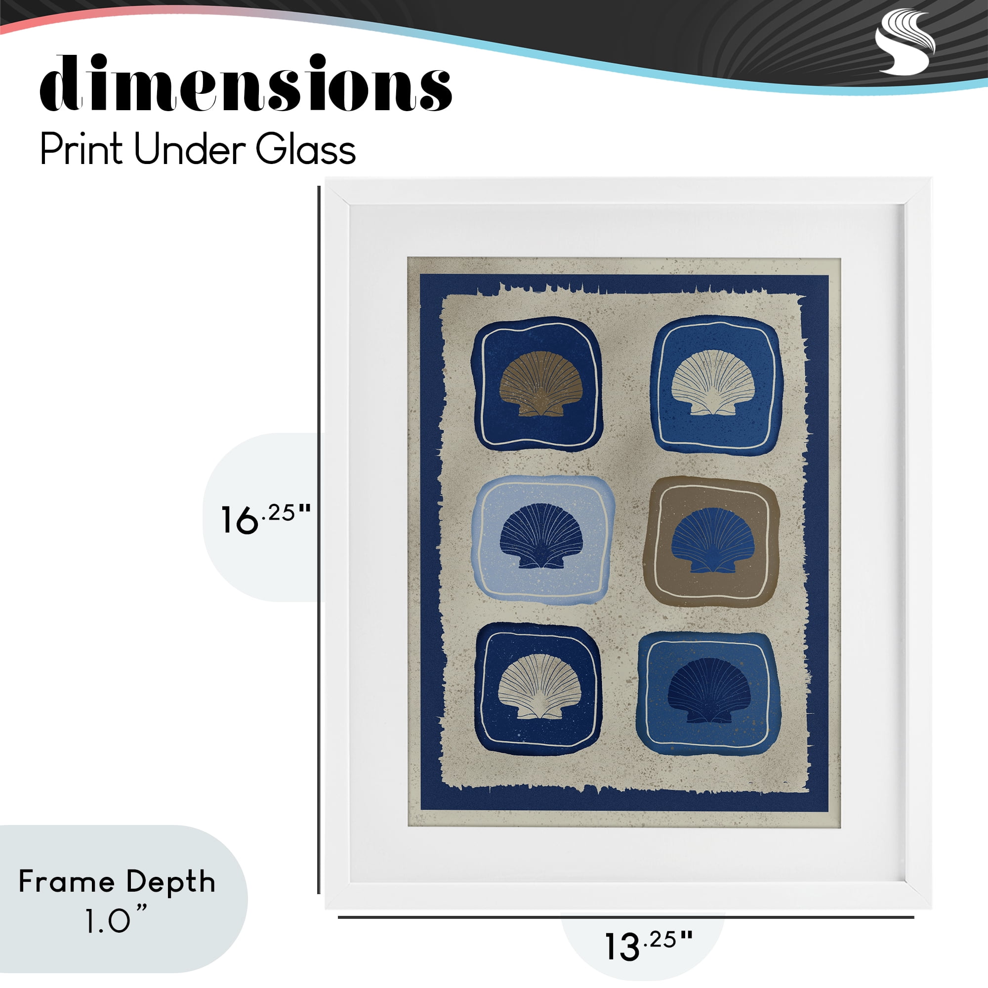Stupell Industries Nautical Block Shells White Framed Print Under Glass, design by Julia Frost