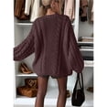 thumbnail image 4 of Cable Knit Oversized Sweaters Womens Cozy Pullover Sweater Fall Winter Clothes Brown S, 4 of 7