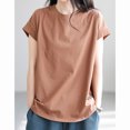 thumbnail image 3 of Maean Womens Basic Shirts Short Sleeve Crew Neck Solid Color Causal Tee Summer Loose Tshirts Tops M-3XL, 3 of 5
