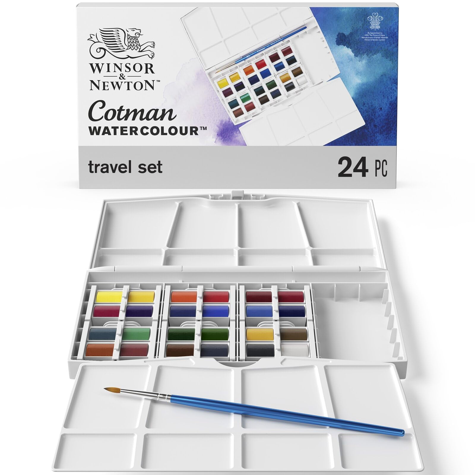 Winsor & Newton Cotman Watercolor - Painting PLUS 24 Half Pan Set