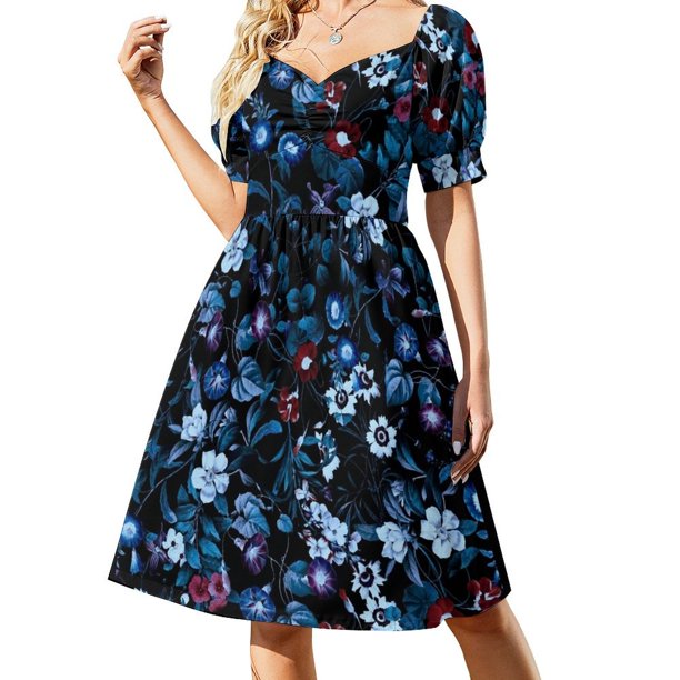 Vestido de manga corta Night Garden XXXII Vestido largo de verano para mujer Vestido de verano para mujer 2025 Vestidos sueltos elegantes para mujer