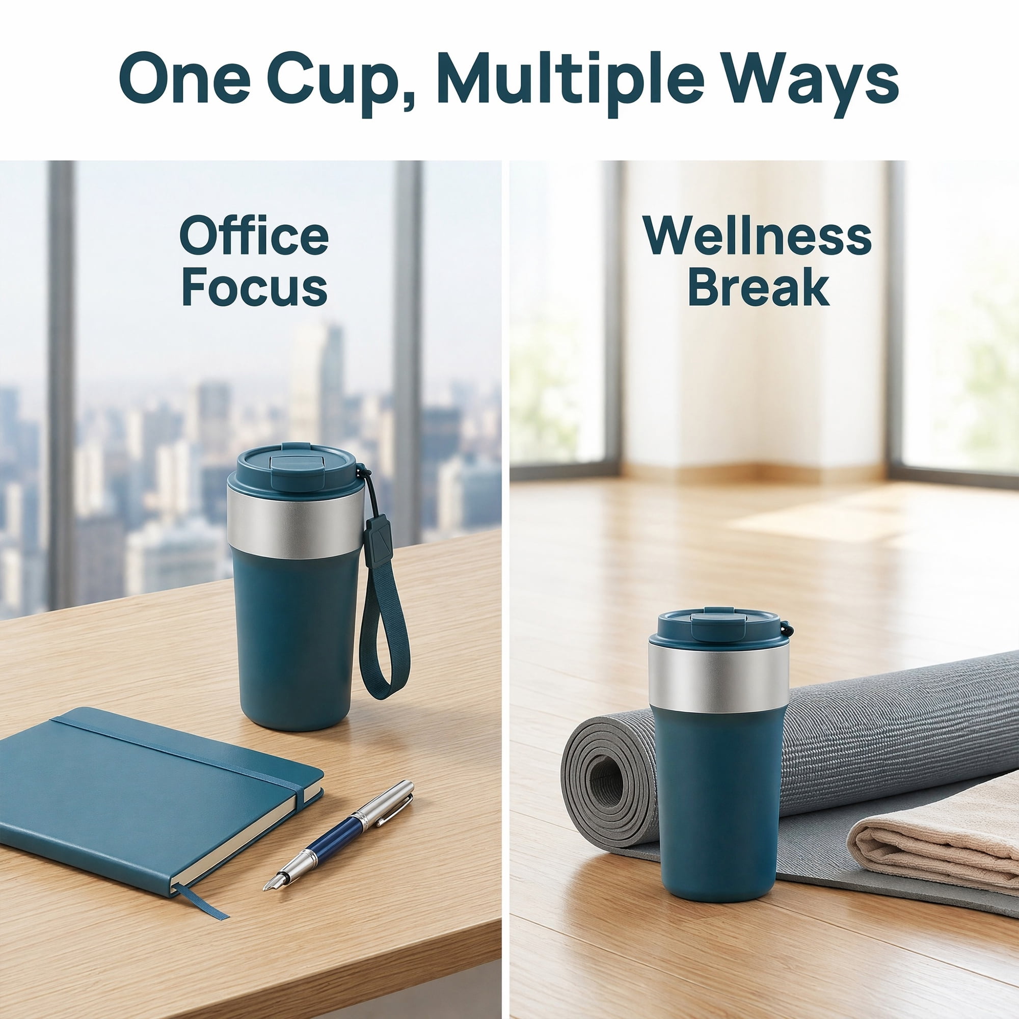 Unique Bargains 17oz Stainless Steel Insulated Water Bottle with Lid Straw Tumbler Blue