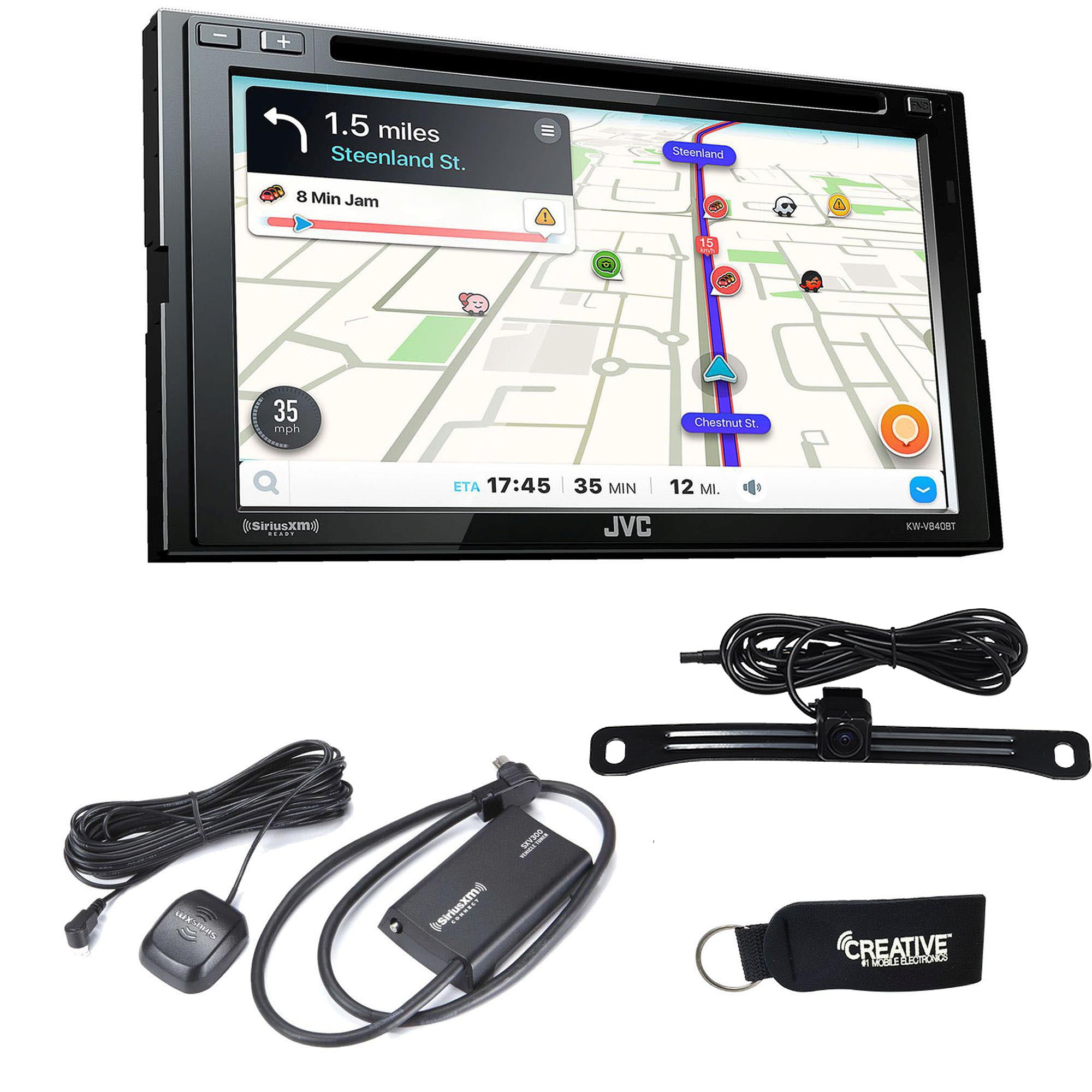 Regenboog verdiepen beneden JVC KW-V840BT compatible with Android Auto / CarPlay CD/DVD with Sirius XM  Tuner SXV3001 and Steering Interface - Walmart.com