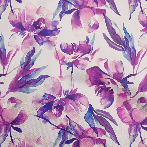 oneOone Cotton Silk Purple Fabric Florals Quilting Supplies Print Sewing Fabric By The Yard 42 Inch Wide