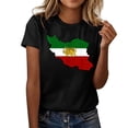 thumbnail image 2 of Camiseta de Manga Corta Impresa de Cuello Alto para las Mujeres, Tops de Cuello Redondo para las Mujeres Mezcla de Poliéster de Spandex de Uso Diario Casual, 2 of 5
