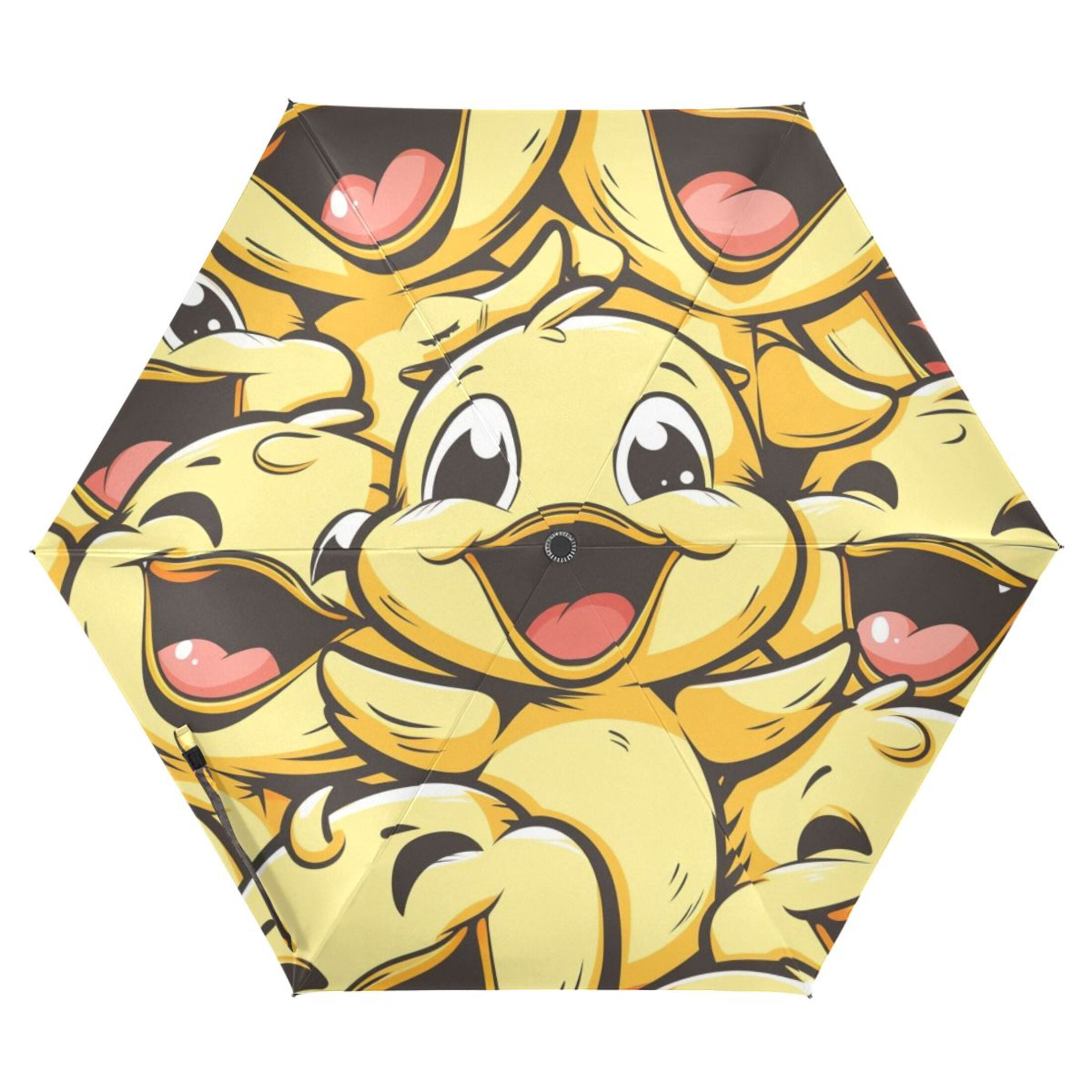 Happy Cute Ducks Compact Sun Umbrella Windproof Travel Umbrellas for Rain Strong Portable UV Protection