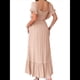 thumbnail image 3 of Vestido Midi de Corta para Mujer, Cuello Cuadrado, Color Contrastante, Informal, Fruncido con Ribetes. Naranja Rosa M, 3 of 7