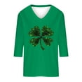 thumbnail image 4 of Odbmxy 3/4 Sleeve Tshirts Shirts for Women St. Patrick's Day V-Neck Women Plus Size Tops Shamrock Green Holiday Pullover Shirts, 4 of 4