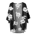 thumbnail image 4 of Ketyyh-chn99 Summer Cardigan with Pockets 2024 Chiffon Floral Print Puff Sleeve Kimono Cardigan Black,L, 4 of 4