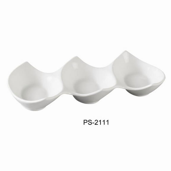 5 x 11 in. Porcelain 3-Compartment Plate, Bone White - Pack of 36