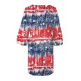 thumbnail image 5 of Summer Savings Clearance! Edvintorg 4Th Of July Summer Dress Women Plus Size Clothing Fashion Independence Day Print Casual V-Neck 3/4 Sleeve Fold Mini Dress, 5 of 5