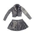 thumbnail image 1 of Conjunto de chaqueta corta y falda plisada a escala 1:6 para vestirse con accesorios de vestuario de moda Gris negro, 1 of 9