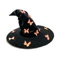 thumbnail image 3 of Sombrero de bruja de Halloween, accesorio decorativo clásico para disfraces de club y juegos de rol. Mariposa naranja, 3 of 8
