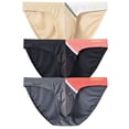 thumbnail image 2 of TANBOM Men's Bulge Enhancing Briefs Nylon Underwear Apricot/Gray/Black M 3-Pack, 2 of 6