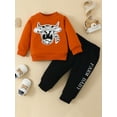 thumbnail image 2 of Bagilaanoe Newborn Baby Boy Long Pants Set Letter Print Long Sleeve Sweatshirt Pullover Tops + Sweatpants 6M 12M 18M 24M Infant Casual Sweatsuits, 2 of 9