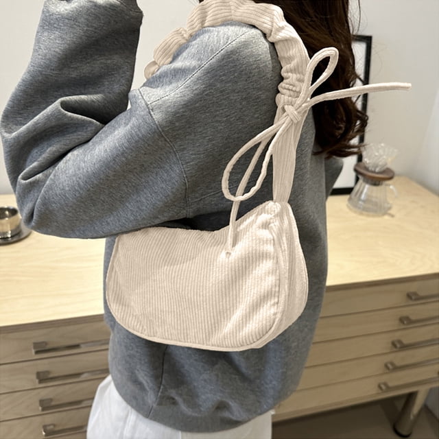 Bolso de hombro de moda femenina | Material de licra | Bolso informal, estilo mensajero, correa ajustable | Organizador de cartera | Negro, Rojo, Caqui, Marrón, Blanco | 22x14x7,5 cm | Tote versátil