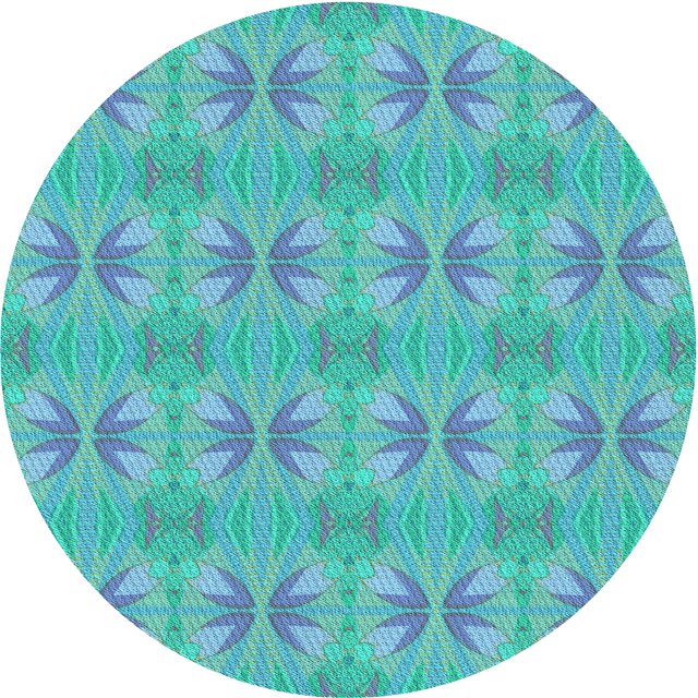 Ahgly Tapis Rond Lavable en Machine Intérieur Transitionnel Turquoise Bleu Vif, 5 Pieds Rond