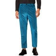 thumbnail image 1 of Pantalones de terciopelo brillante INSPIRE CHIC para hombre con cremallera y botón, pantalones rectos de terciopelo brillante 28 azul, 1 of 5
