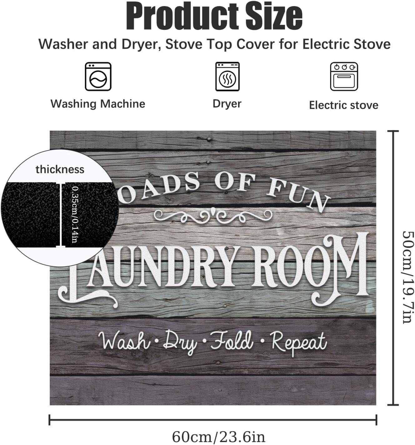 Washer and Dryer Covers for the Top 23.6" X 19.7", Washer and Dryer Top Protector Mat, Non Slip Washing Machine Dust Cover Pad for Laundry Room Kitchen Home Decor