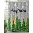 thumbnail image 2 of Green Christmas Tree Shower Curtain Set ，Waterproof Fabric Shower Curtains Merry Christmas Pine Trees Snowing Grey Shower Curtains for Bathroom,Bathroom Decor 66"x72", 2 of 6
