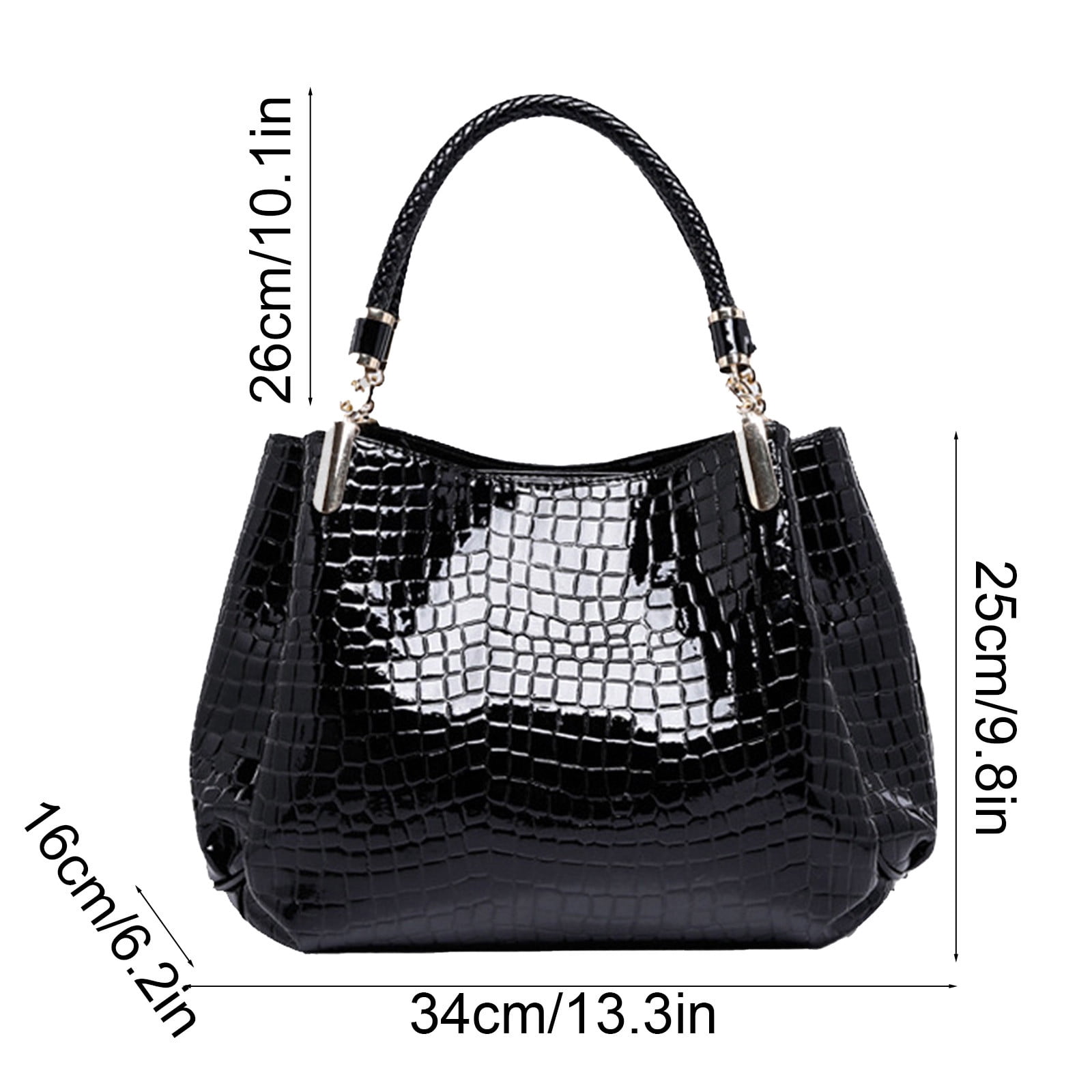 Crocodile Pattern Handbag for Women, Large Capacity Tote Bag with Detachable Shoulder Strap, Lightweight Faux Leather Purse for Travel, Work, and Evening Events